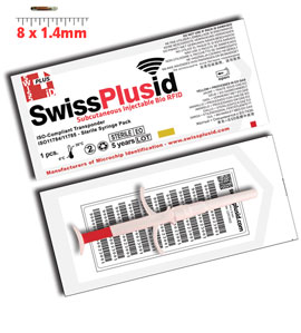8mm SwissPlusID Bio Glass Microchip Premium Implanter Packs